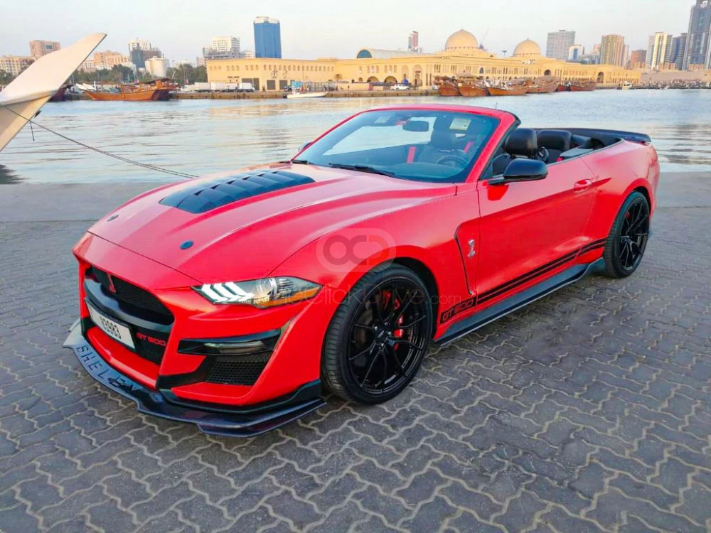 Red Ford Mustang Shelby GT500 Convertible V8 2019 for rent in Dubai 2